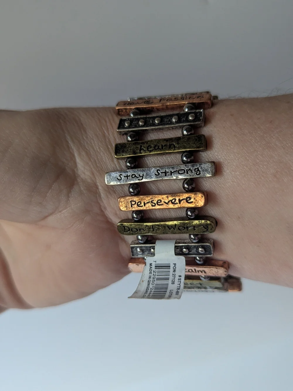 Inspirational Multi-Tone Bar Stretch Bracelet - Women